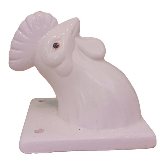 Vintage Ceramic Rooster Chicken Head Towel Apron Holder Wall Mount Farmhouse Set - Picture 15 of 16